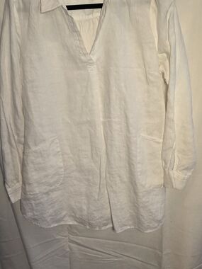 Soft Surroundings White Linen Tunic Blouse